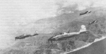 Ил-2 возвращаются с боевого задания 1942 г. Передний ил переделан в двухместный..JPG